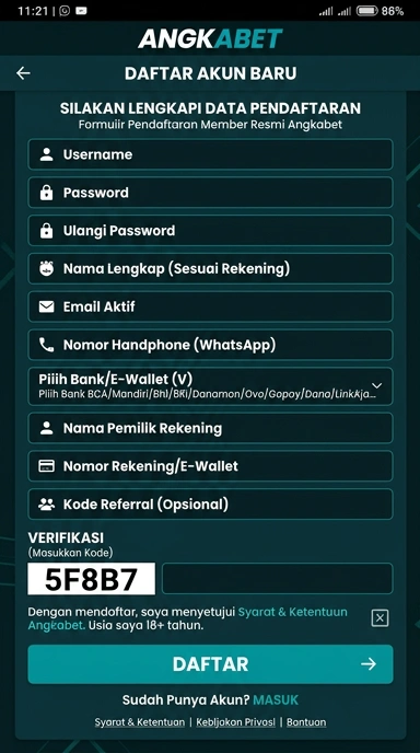 Panduan Registrasi Akun Angkabet untuk Pengguna Android