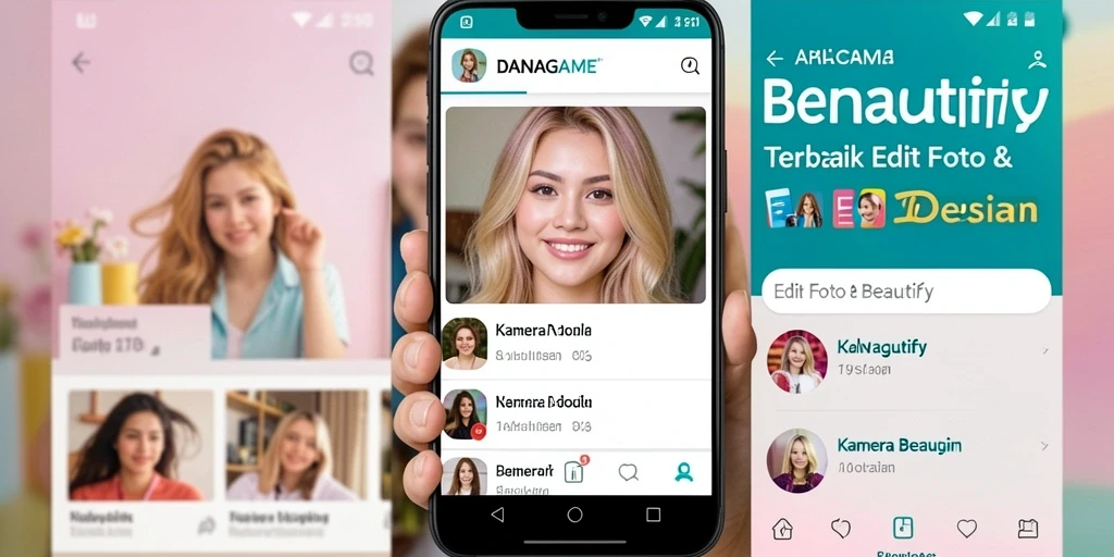 Antarmuka intuitif DANAGAME menampilkan fitur Kamera Beautify yang menarik.