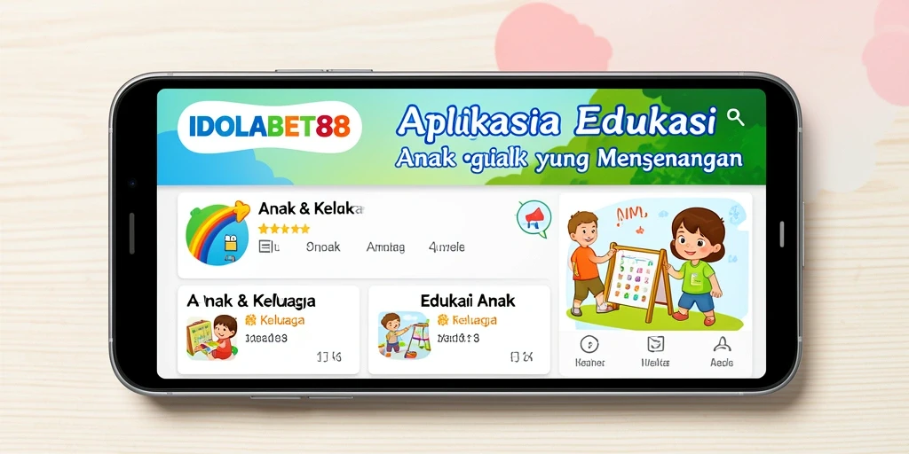 Antarmuka aplikasi IDOLABET88 yang ramah anak dan interaktif.