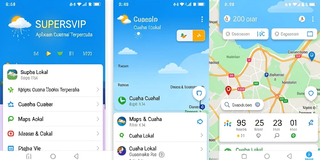 Antarmuka SUPERSVIP menampilkan prakiraan cuaca lokal yang jelas dan informatif.
