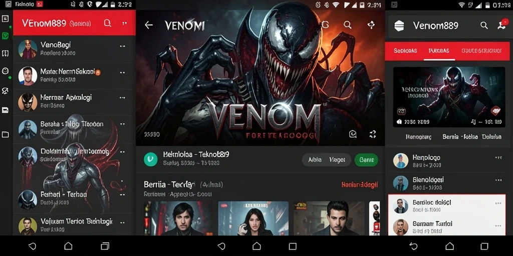 Antarmuka pengguna aplikasi VENOM889 yang modern dan menarik.